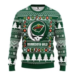 Minnesota Wild Grateful Dead Ugly Christmas Sweater, NHL Christmas Sweater