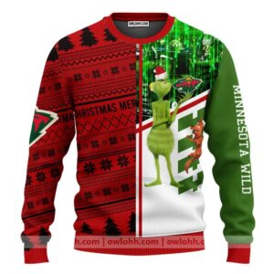 Minnesota Wild Grinch &amp; Scooby?Doo Ugly Christmas Sweater, NHL Christmas Sweater