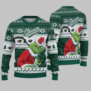 Minnesota Wild Grinch Stolen Ugly Christmas Sweater, NHL Christmas Sweater