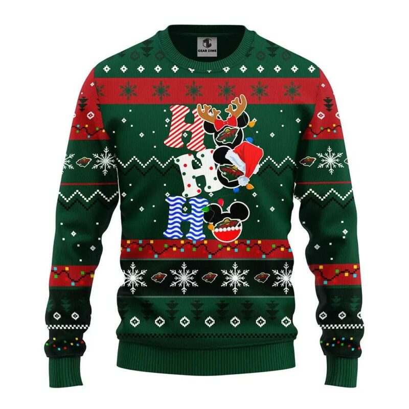 Minnesota Wild Hohoho Ugly Christmas Sweater, NHL Christmas Sweater