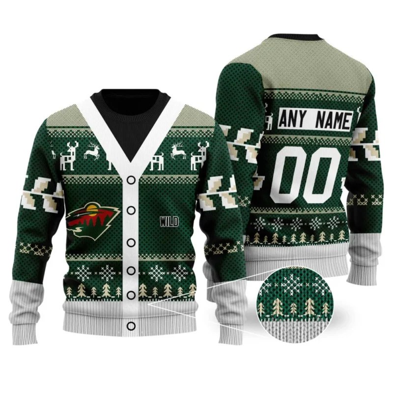 NHL Minnesota Wild | Personalized Name &amp; Number Unisex Sweater For Christmas Season