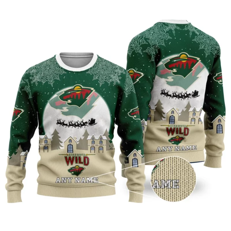 NHL Minnesota Wild Personalized Name Christmas Ugly Sweater Design ST2306
