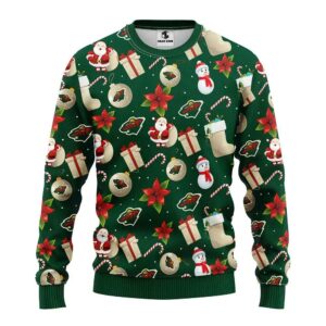 Minnesota Wild Santa Claus Snowman Ugly Christmas Sweater, NHL Christmas Sweater