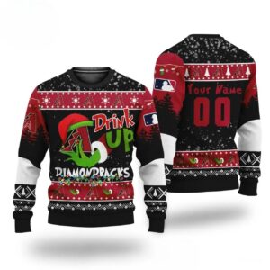 Mlb Grinch Drink Up Arizona Diamondbacks Custom Ugly Christmas Sweater, MLB Christmas Sweater