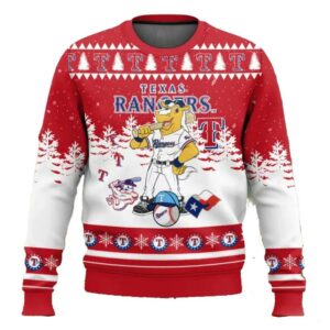 Mlb Texas Rangers Captain Mascot Ugly Christmas Sweater, MLB Christmas Sweater