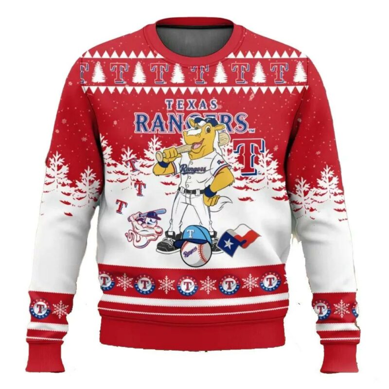 Mlb Texas Rangers Captain Mascot Ugly Christmas Sweater, MLB Christmas Sweater