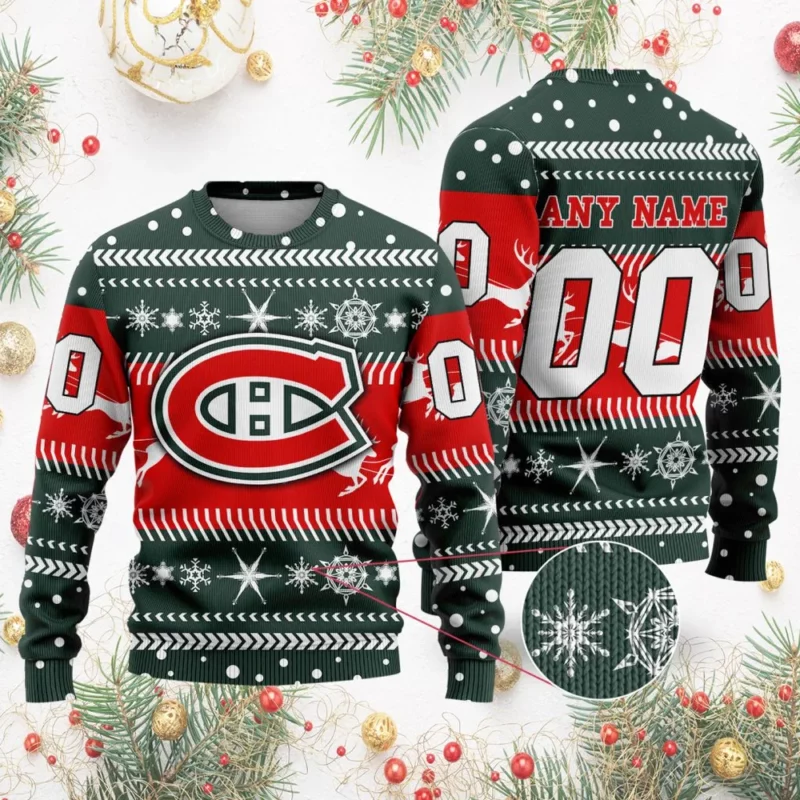 NHL Montreal Canadiens | Personalized Name &amp; Number Unisex Sweater For Christmas Season
