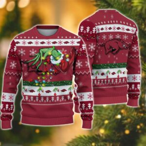 NCAA Arkansas Razorbacks Grinch Ugly Christmas Sweater, NCAA Christmas Sweater