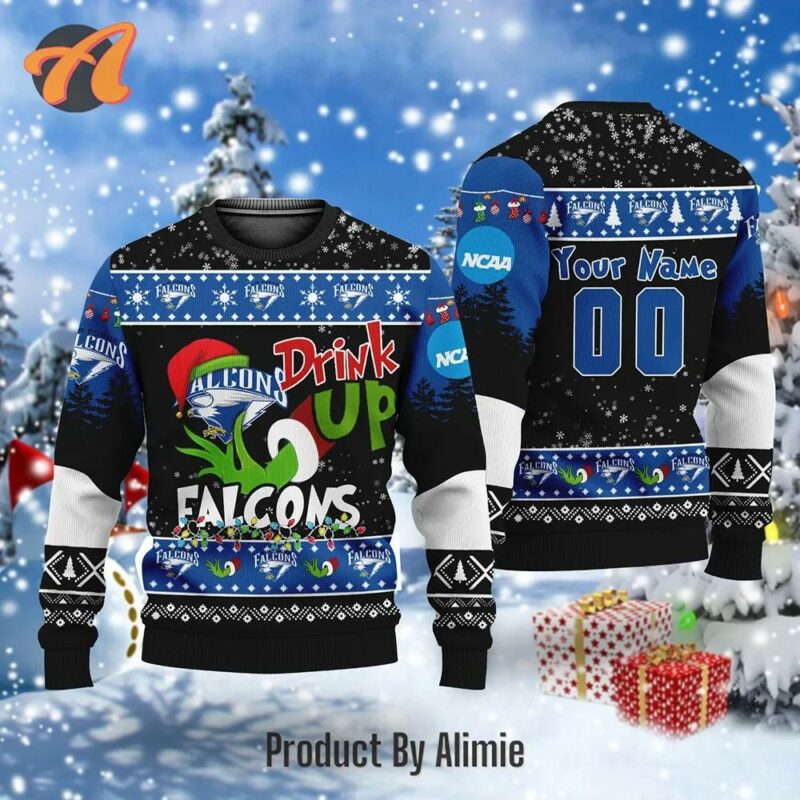 NCAA Grinch Drink Up Air Force Falcons Custom Ugly Christmas Sweater, NCAA Christmas Sweater