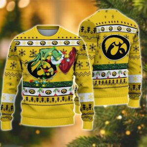 NCAA Iowa Hawkeyes Grinch Ugly Christmas Sweater, NCAA Christmas Sweater
