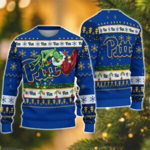 NCAA Pittsburgh Panthers Grinch Ugly Christmas Sweater, NCAA Christmas Sweater