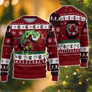 NCAA South Carolina Gamecocks Grinch Ugly Christmas Sweater, NCAA Christmas Sweater