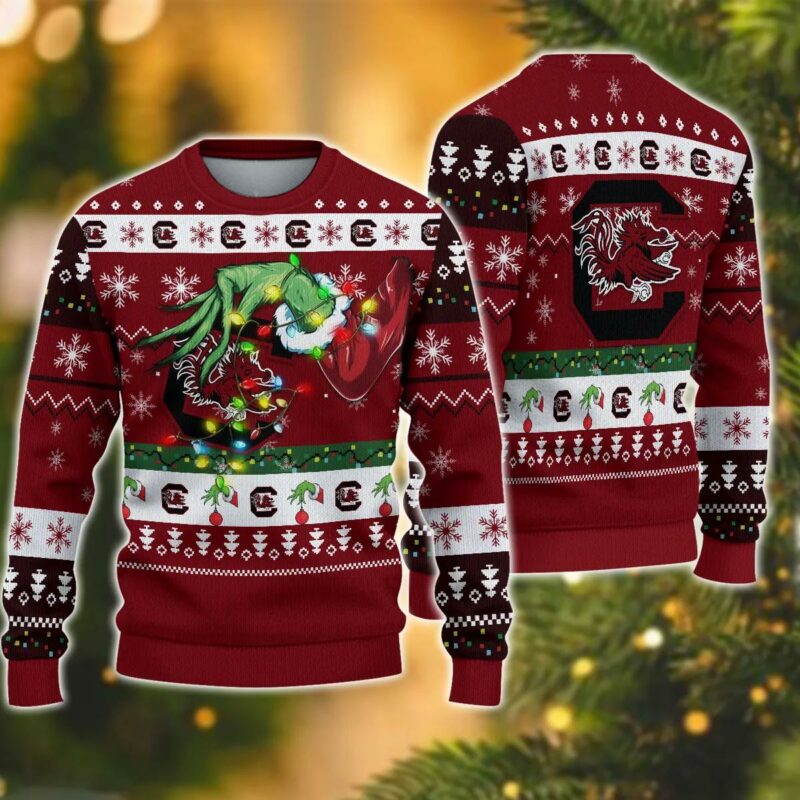 NCAA South Carolina Gamecocks Grinch Ugly Christmas Sweater, NCAA Christmas Sweater