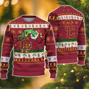 NCAA USC Trojans Grinch Ugly Christmas Sweater, NCAA Christmas Sweater