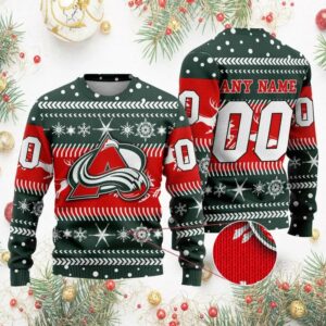 NHL Colorado Avalanche Personalized Name &amp; Number Ugly Christmas Sweater, NHL Christmas Sweater