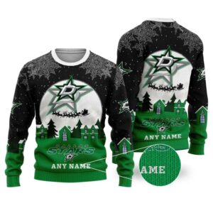 NHL Dallas Stars Personalized Name Ugly Christmas Sweater, NHL Christmas Sweater