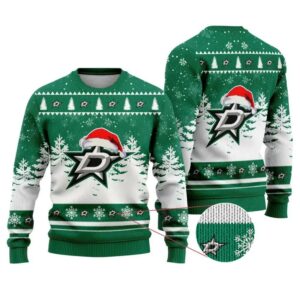 NHL Dallas Stars Santa Hat Ugly Christmas Sweater, NHL Christmas Sweater