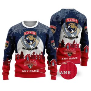 NHL Florida Panthers Personalized Name Ugly Christmas Sweater, NHL Christmas Sweater