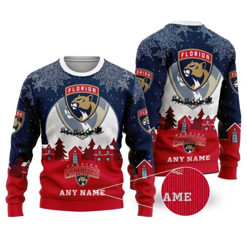 NHL Florida Panthers Personalized Name Ugly Christmas Sweater, NHL Christmas Sweater