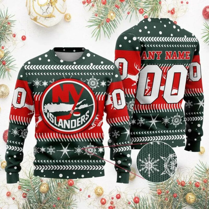 NHL New York Islanders  Personalized Name &amp; Number Ugly Christmas Sweater, NHL Christmas Sweater