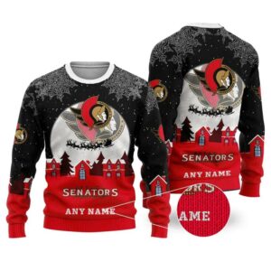 NHL Ottawa Senators Personalized Name Ugly Christmas Sweater, NHL Christmas Sweater