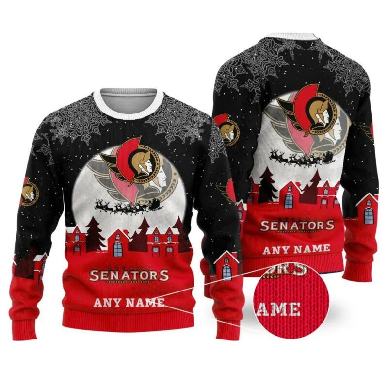 NHL Ottawa Senators Personalized Name Ugly Christmas Sweater, NHL Christmas Sweater