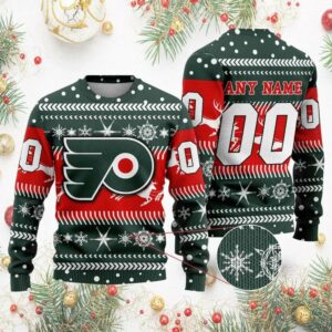 NHL Philadelphia Flyers Personalized Name &amp; Number Ugly Christmas Sweater, NHL Christmas Sweater
