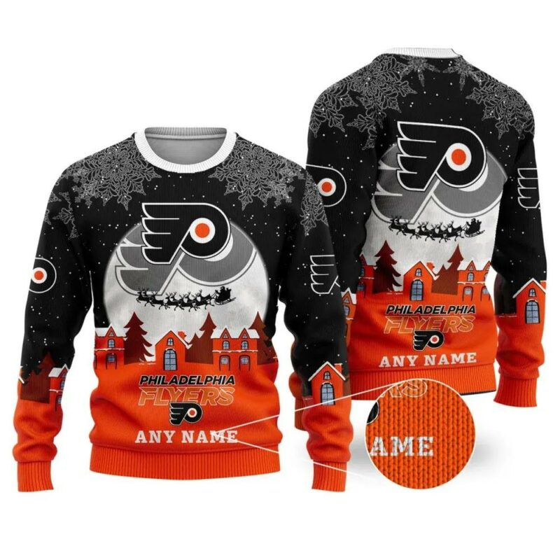 NHL Philadelphia Flyers Personalized Name Ugly Christmas Sweater, NHL Christmas Sweater