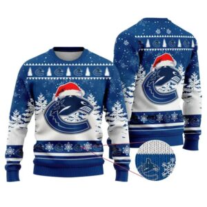 NHL Vancouver Canucks Santa Hat Ugly Christmas Sweater, NHL Christmas Sweater