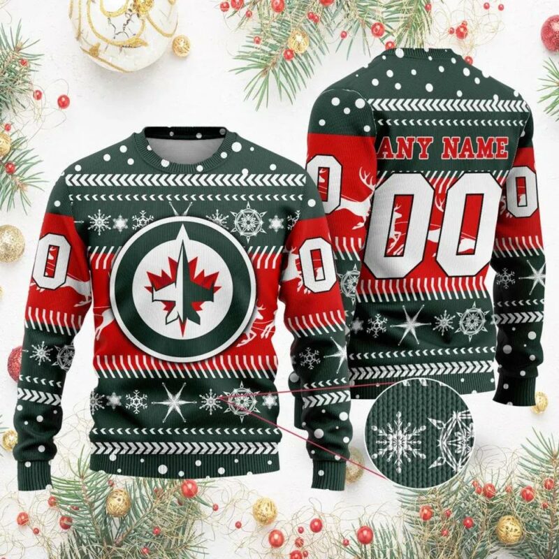 NHL Winnipeg Jets Personalized Name &amp; Number Ugly Christmas Sweater, NHL Christmas Sweater