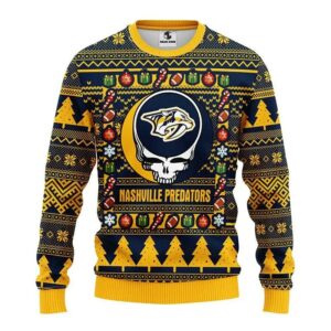 Nashville Predators Grateful Dead Ugly Christmas Sweater, NHL Christmas Sweater