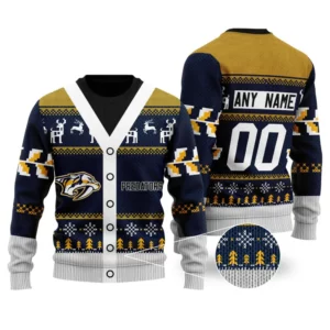 NHL Nashville Predators | Personalized Name &amp; Number Unisex Sweater For Christmas Season