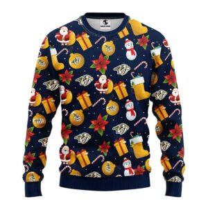 Nashville Predators Santa Claus Snowman Ugly Christmas Sweater, NHL Christmas Sweater