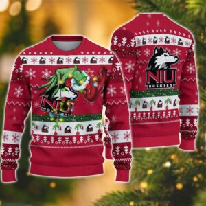 Ncaa Northern Illinois Huskies Grinch Ugly Christmas Sweater, NCAA Christmas Sweater