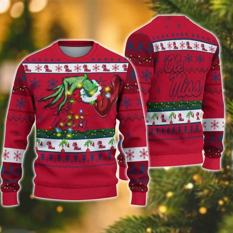 Ncaa Ole Miss Rebels Grinch Ugly Christmas Sweater, NCAA Christmas Sweater