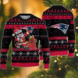 New England Patriots Santa Claus Dabbing Ugly Christmas Sweater, NFL Christmas Sweater