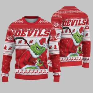 New Jersey Devils Grinch Stolen Ugly Christmas Sweater, NHL Christmas Sweater