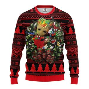 New Jersey Devils Groot Hug Ugly Christmas Sweater, NHL Christmas Sweater