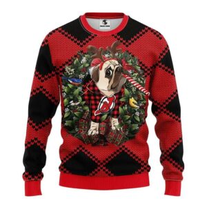 New Jersey Devils Pub Dog Ugly Christmas Sweater, NHL Christmas Sweater
