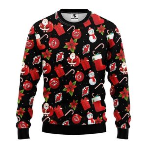 New Jersey Devils Santa Claus Snowman Ugly Christmas Sweater, NHL Christmas Sweater