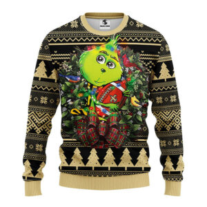 New Orleans Saints Grinch Hug Ugly Christmas Sweater