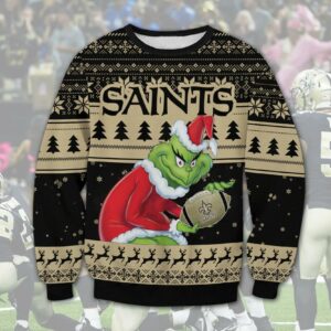 New Orleans Saints Grinch Stolen Christmas Ugly Sweater, NFL Christmas Sweater