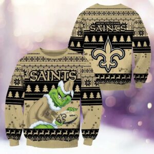 New Orleans Saints Grinch Stolen Ugly Christmas Sweater, NFL Christmas Sweater