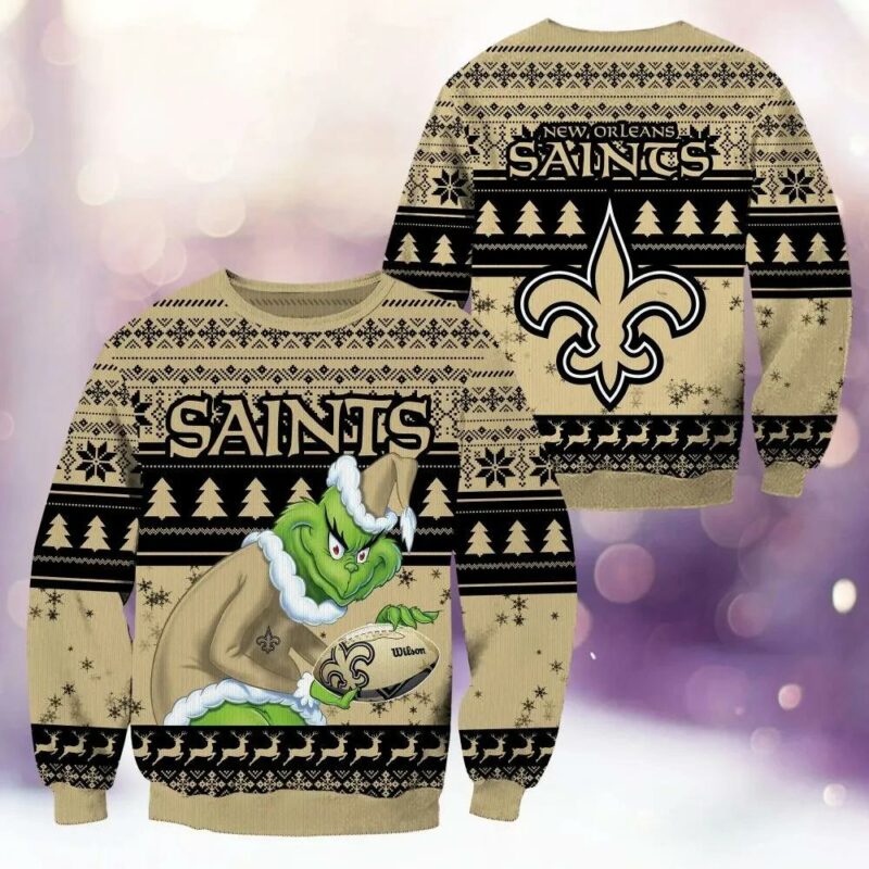 New Orleans Saints Grinch Stolen Ugly Christmas Sweater, NFL Christmas Sweater