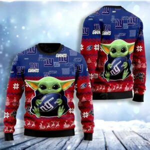 New York Giants Baby Yoda Ugly Christmas Sweater, NFL Christmas Sweater