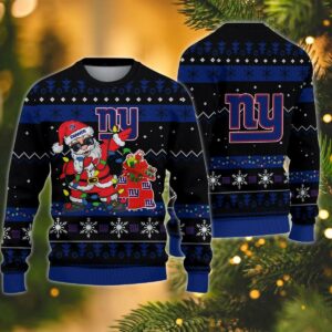 New York Giants Santa Claus Dabbing  Ugly Christmas Sweater, NFL Christmas Sweater