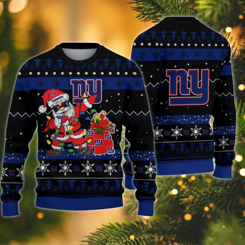 New York Giants Santa Claus Dabbing  Ugly Christmas Sweater, NFL Christmas Sweater