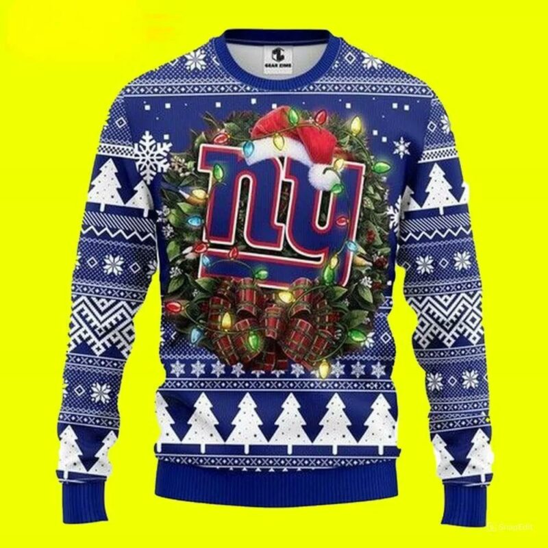 New York Giants Santa Hat Ugly Christmas Sweater, NFL Christmas Sweater