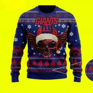 New York Giants Skull Xmas Ugly Christmas Sweater, NFL Christmas Sweater