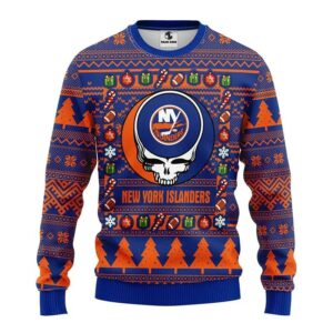 New York Islanders Grateful Dead Ugly Christmas Sweater, NHL Christmas Sweater